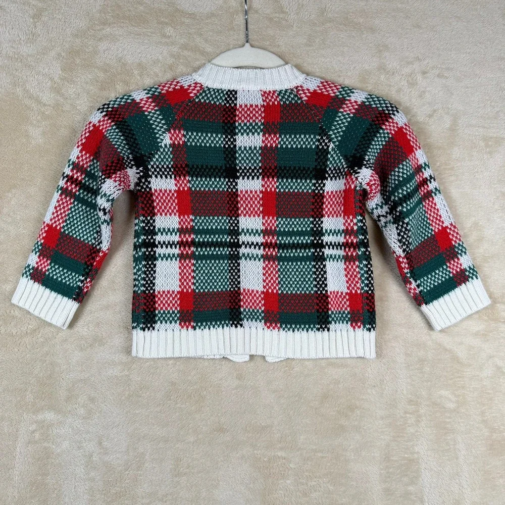 Disney Minnie Mouse Toddler Girls 2T Plaid Button Front Holiday Cardigan Sweater